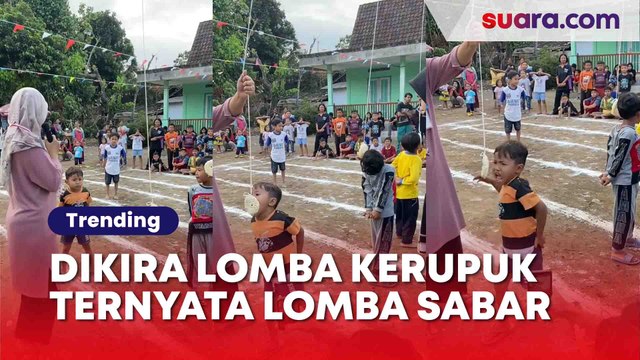 Kocak! Lomba Makan Kerupuk Bikin Bocah Laki-Laki Ngambek: Ini Lomba Apa Uji kesabaran?
