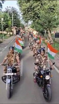 सीआईएसएफ के जवानों‌ ने हर घर तिरंगा अभियान के तहत निकाली तिरंगा बाईक रैली
