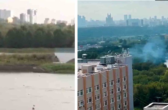 Video shows explosion caused by drone in northwest Moscow