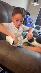 Pure joy as boy receives favorite women's basketball player's jersey. || Heartsome 