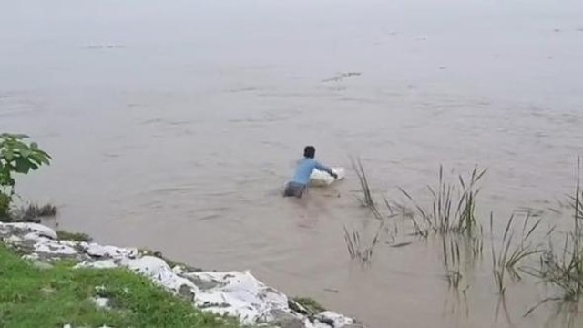 पश्चिमी चंपारण: लकड़ी के लिए बच्चे लगा रहे गंडक नदी में मौत का स्टंट, देखिए वायरल वीडियो