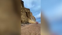 Beachgoers narrowly escape West Bay cliff collapse