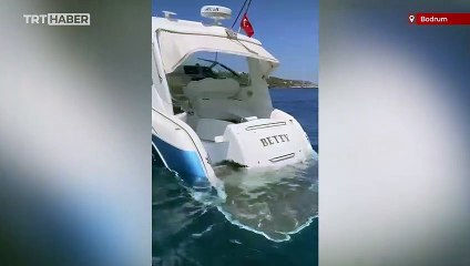 Bodrum'da motoryat suya gömüldü