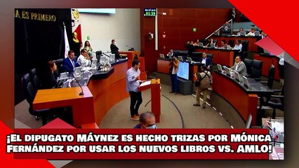 Скачать видео: ¡VEAN! ¡El gato Máynez es hecho trizas por Mónica Fernández por usar los nuevos libros contra AMLO!