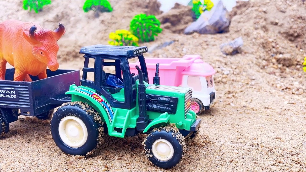 Bridge Construction Vehicles, Concrete Dump Truck, Bulldozer - Funny stories police car - COAS TOYS