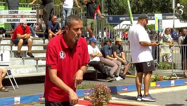 Après poules LOZANO vs TASSIN puis Cadrage FRANCE vs DURK - Objat : International à pétanque triplette senior open - Août 2023