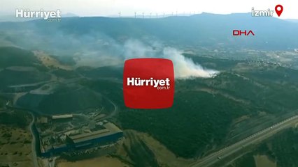 İzmir'in Aliağa ilçesinde otluk alanda yangın