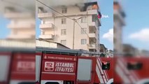 Pendik'te binanın çatı katı alevlere teslim oldu