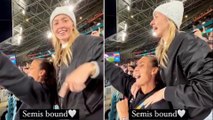 Leah Williamson celebrates England’s World Cup quarter-final victory from the stands by belting out Sweet Caroline with former teammate Jill Scott... and predicts more glory for the Lionesses