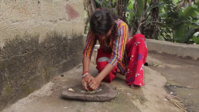 beautiful village girls cooking local shrimps and crabs and eating traditional rural lifestyle