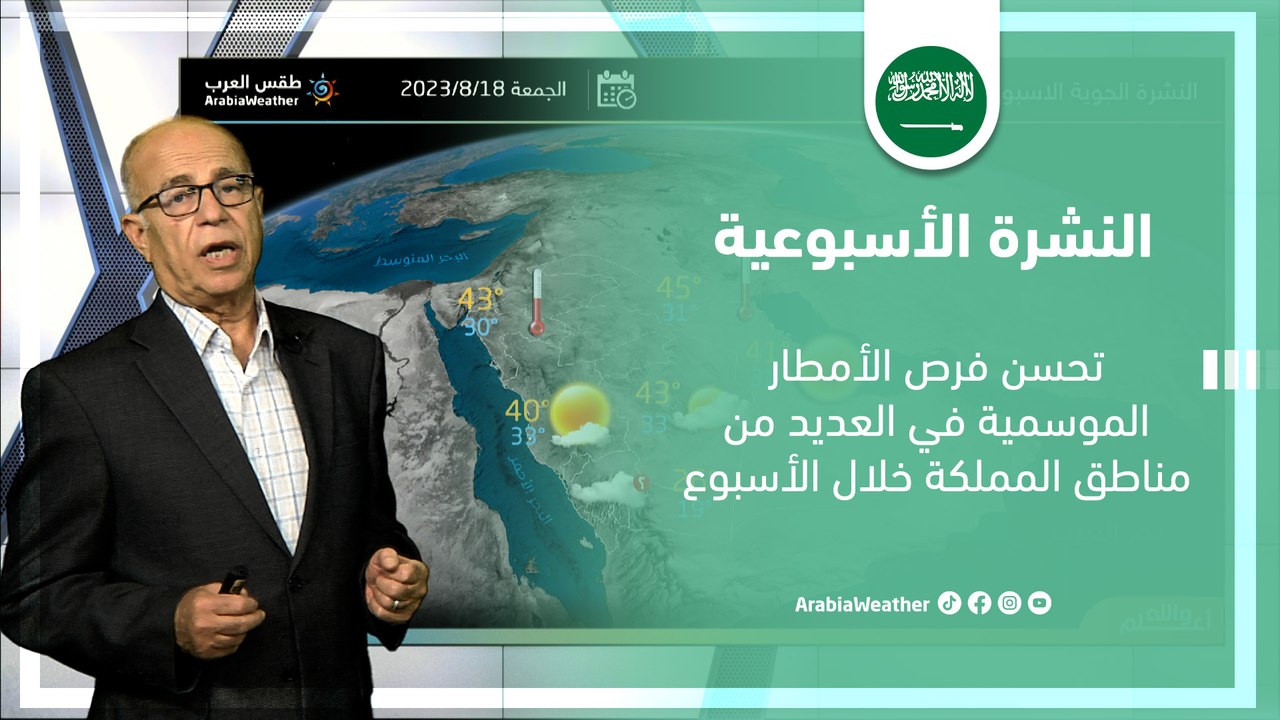السعودية - النشرة الجوية الأسبوعية | تحسن فرص الأمطار الموسمية في العديد من مناطق المملكة خلال الأسبوع