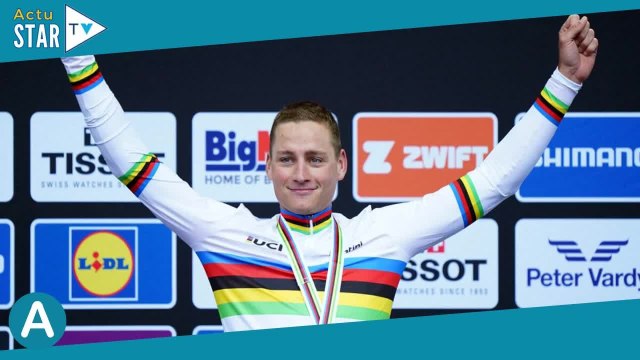 Mathieu van der Poel sur le toit du monde le petit fils de Poulidor célèbre sa victoire avec sa co