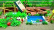 DIY tractor Farm Diorama with house for cow, pig - cowshed - goat barn - how to grow carrot field