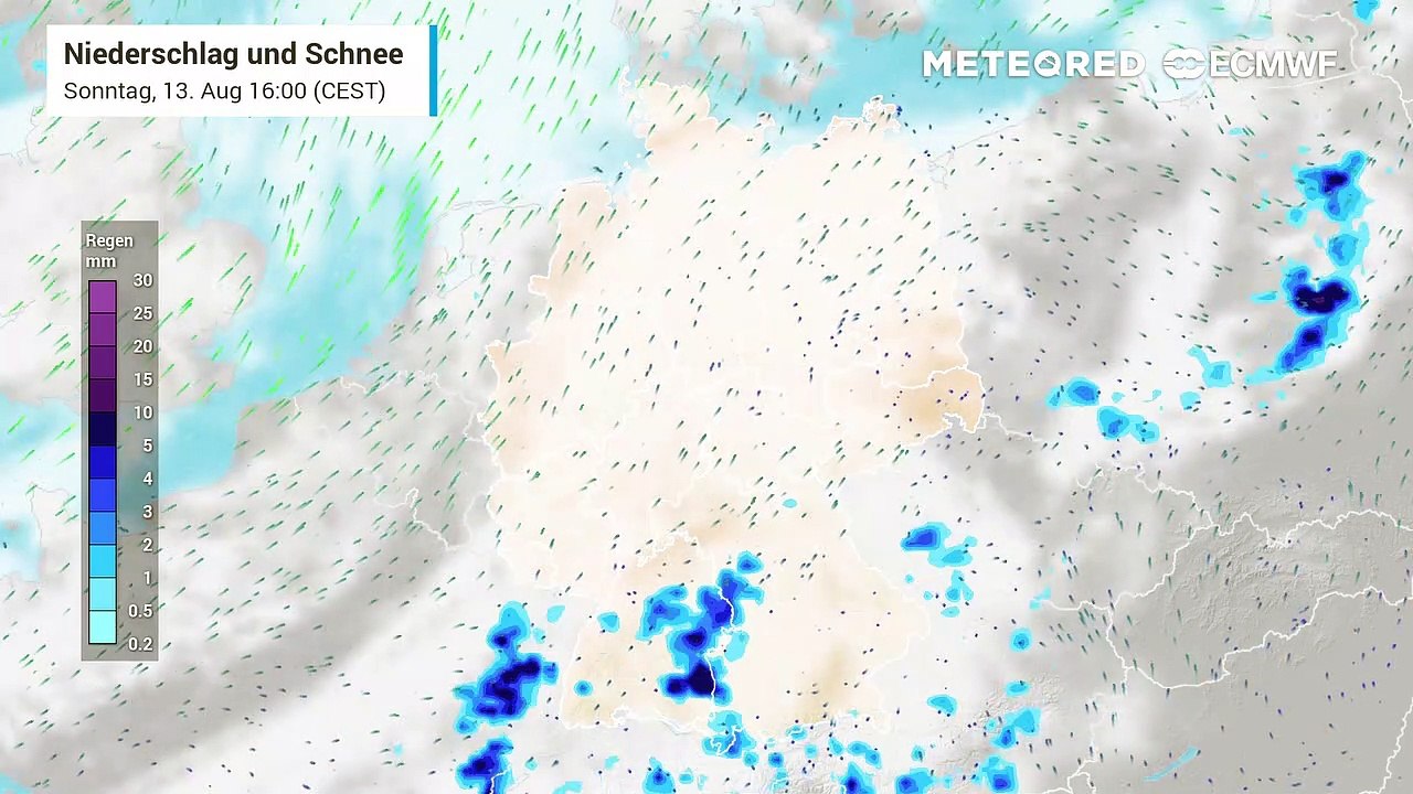 Deutschland drohen in dieser August-Woche teilweise schwere Unwetter durch Hagel und Starkregen!