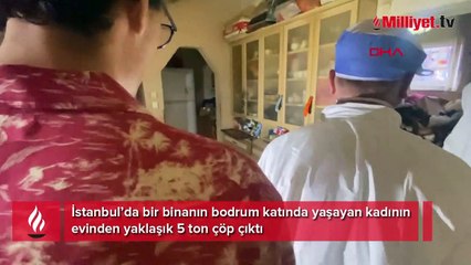 Gaziosmanpaşa'da evden 5 ton çöp çıktı