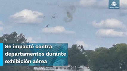 Se estrella avión de combate contra edificio en Detroit, Michigan