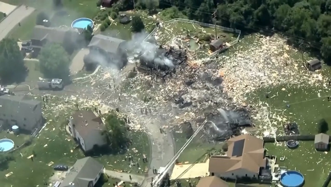 Aerial footage shows remains of Pennsylvania house destroyed in deadly ...
