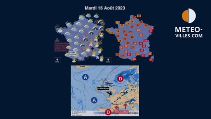 prévisions météo villes du lundi 14 août 2023