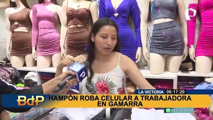 Gamarra: hampón finge ser cliente para hurtar teléfono de vendedora