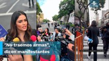 Activistas se manifiestan afuera de Palacio Nacional; buscan explicar a AMLO qué es violencia de g
