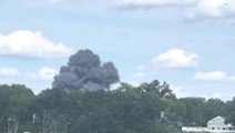 Moment jet crashes and bursts into flames at Michigan air show