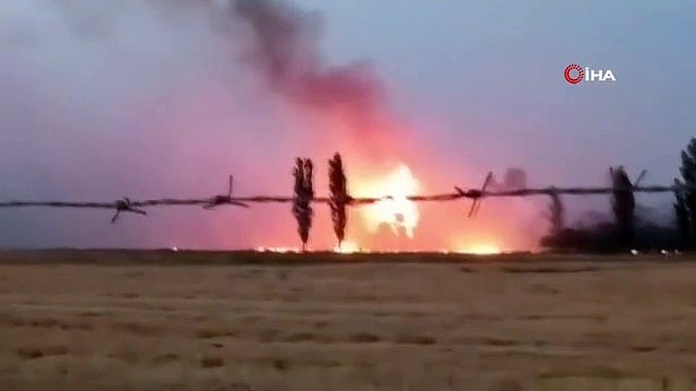 Feu de chaume dans le district de Sungurlu à Çorum： Des centaines d'arbres se sont transformés en cendres