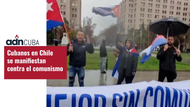 Cubanos en Chile se manifiestan contra el comunismo