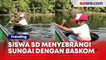 Mengharukan! Seorang Siswa SD Menyebrangi Sungai dengan Sebuah Baskom: Sudahkah Kalian Bersyukur?