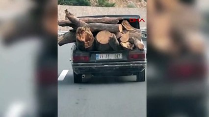 Erzurum'da Tehlikeli Yolculuk: Sürücü Bagajını Odunla Doldurdu