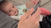 2-month-old baby's PRECIOUS reaction to seeing herself on video for the first time!