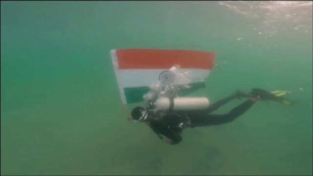 National flag hoisted underwater on Independence Day by Indian Coast Guard