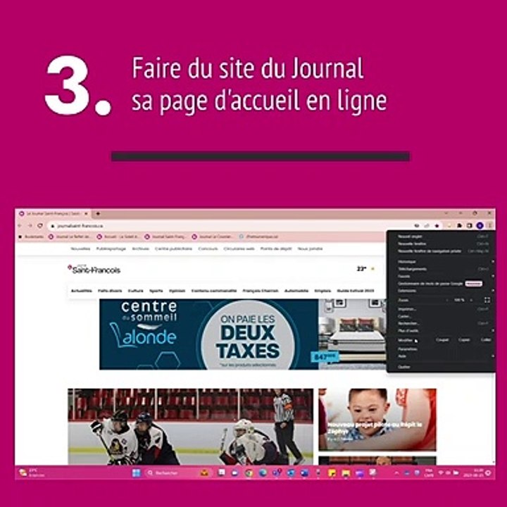 Faire de la page du Journal sa page d'accueil sur le Web