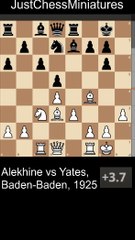 Yates loses a Pawn to save his Queen against Alekhine