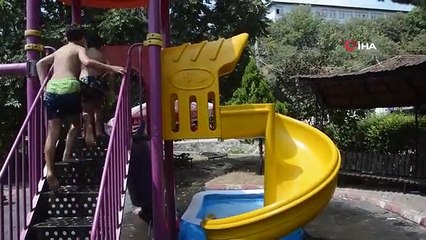 Tokat'ta 12 yaşındaki çocuk kendi aqua parkını kurdu