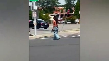 En Amérique, la police a neutralisé la femme qui marchait avec une arme à feu au milieu de la rue en la frappant avec une voiture.