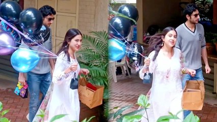 Sara Ali Khan & Ibrahim Arrive At Father Saif Ali Khan's Birthday