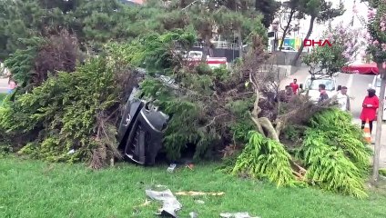 Darıca'da arıza yapan araç parkta devrildi, sürücü yaralandı
