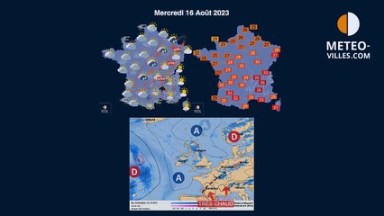 prévisions meteo-villes du mercredi 16 août 2023