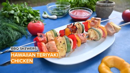 Did somebody say BBQ? Hawaiian teriyaki chicken skewers