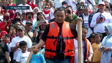 Seru Penuh Tawa! Anies Ikut Lomba Perang Guling Lawan Wartawan dan Warga Lebak Bulus
