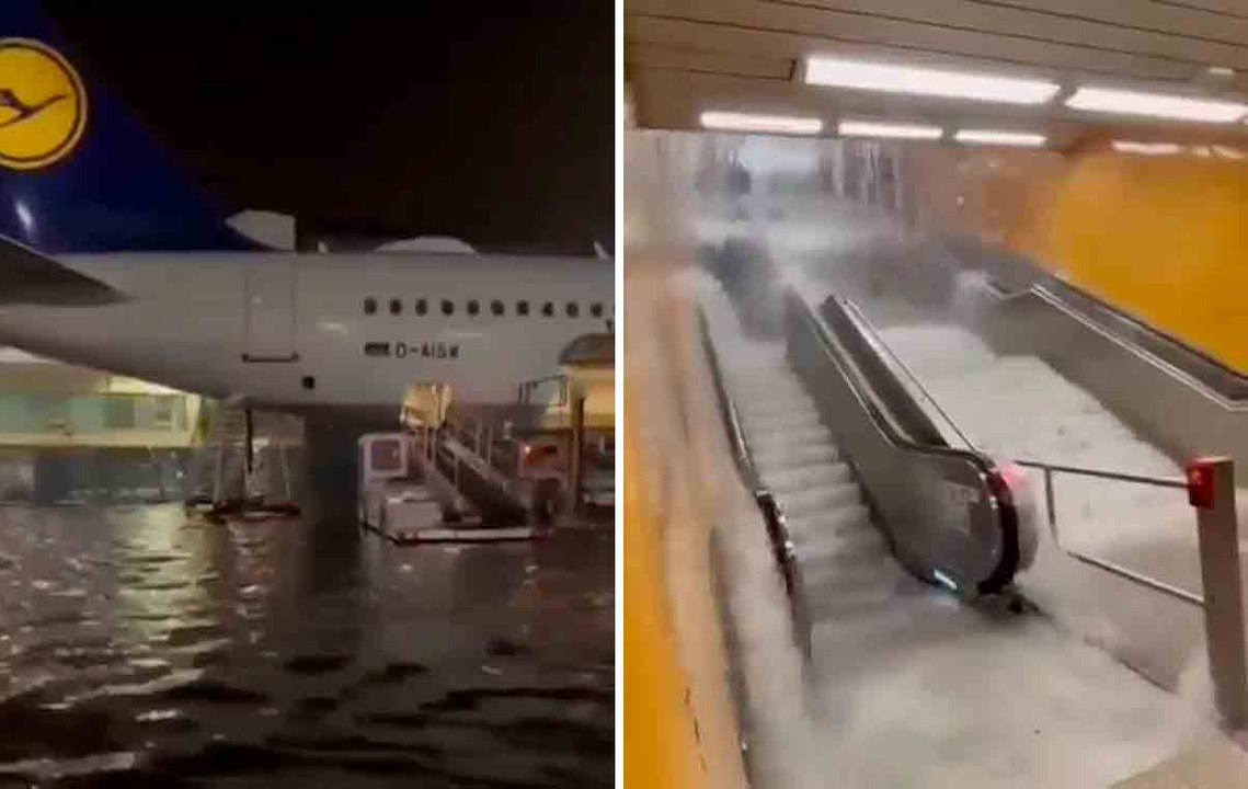 Video zeigt völlig überfluteten Flughafen Frankfurt