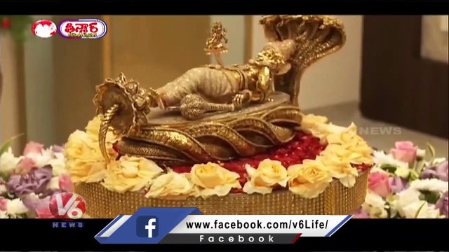 Anantha Padmanabha Swamy Idol Crafted With 75Thousand Diamonds And 2.8 Kgs Gold _V6 Weekend Teenmaar
