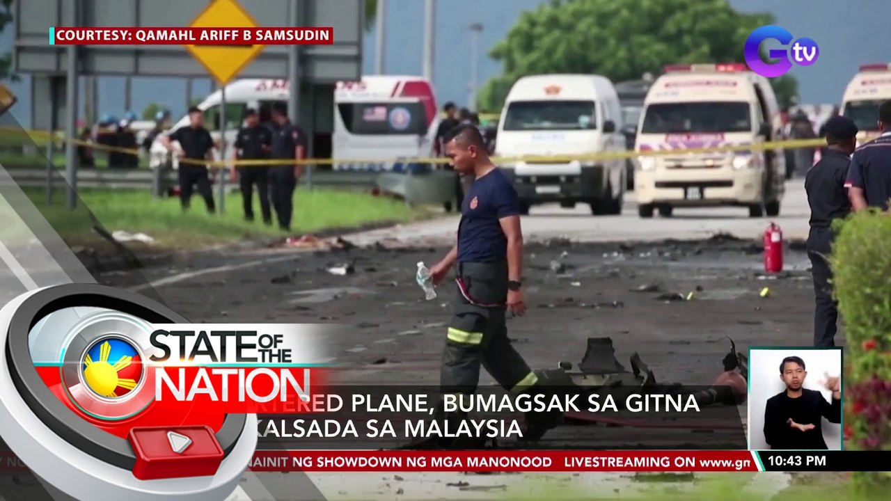 Chartered plane, bumagsak sa gitna ng kalsada sa Malaysia | SONA