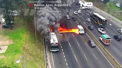 WATCH: Fire engulfs bus on Argentinian highway