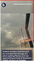 Flames Shoot From Plane Engine Over Houston