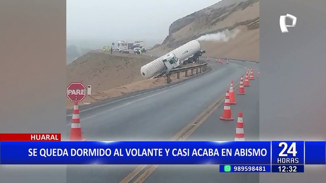 Pasamayo: Chófer de camión se queda dormido y casi cae a serpetin