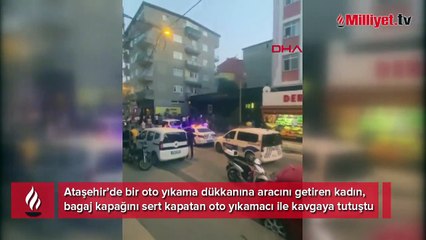 Oto yıkamacıda bagaj kapağını sert kapattın kavgası! Kadın müsteri akrabalarını aradı