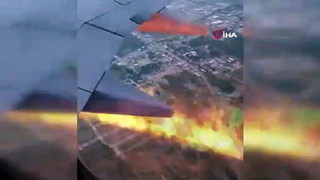 Havada panik anları! Yolcu uçağı alev aldı