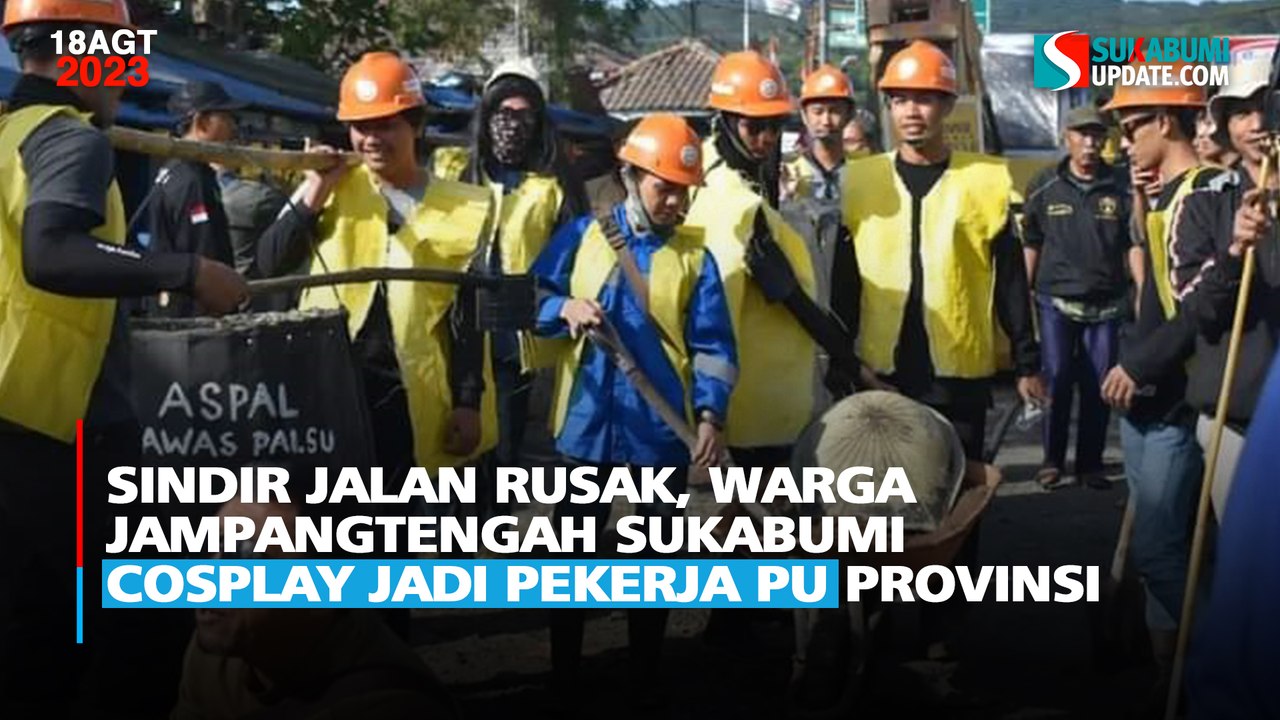 Sindir Jalan Rusak, Warga Jampangtengah Sukabumi Cosplay Jadi Pekerja PU Provinsi