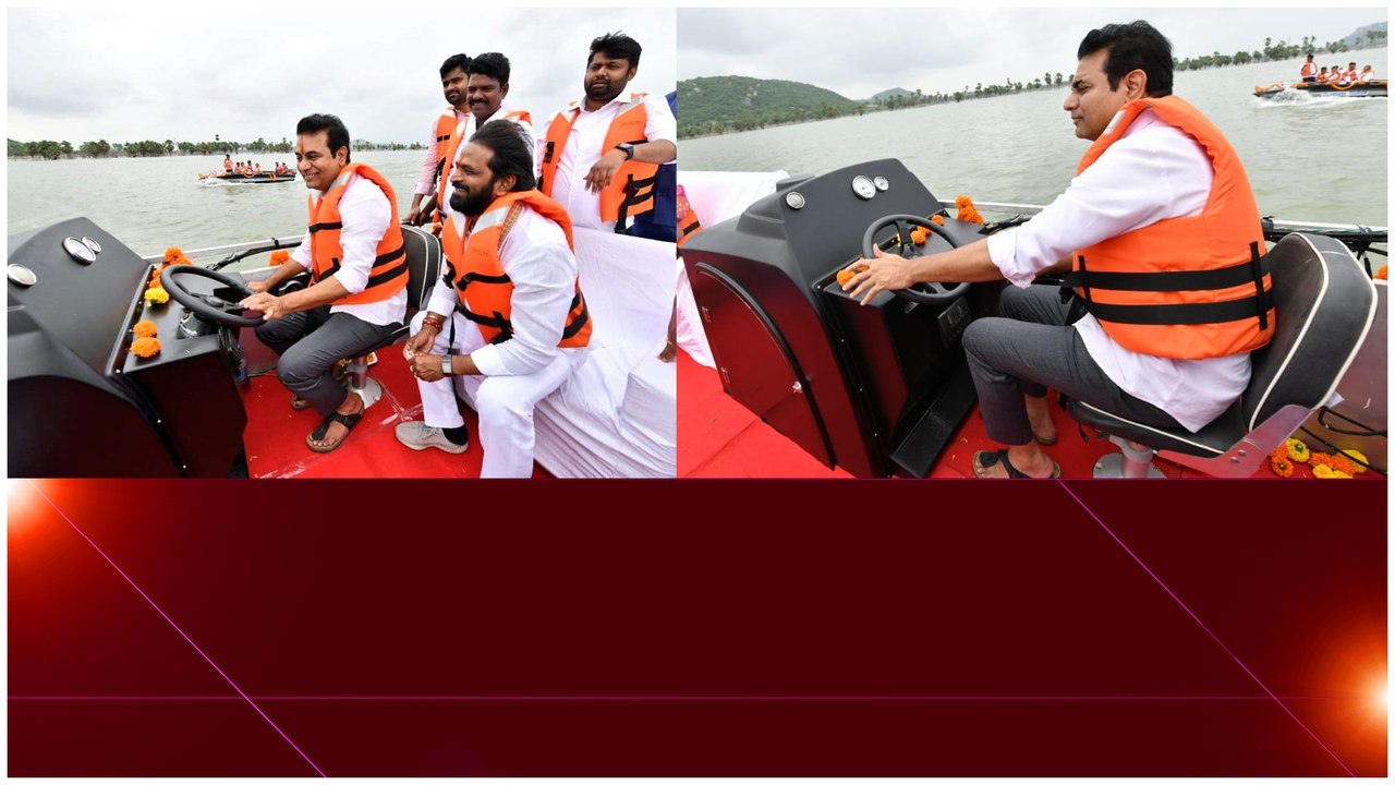 మిడ్ మానేరు ప్రాజెక్టులో బోటు నడిపి ఎంజాయ్ చేసిన మంత్రి KTR | Telugu OneIndia